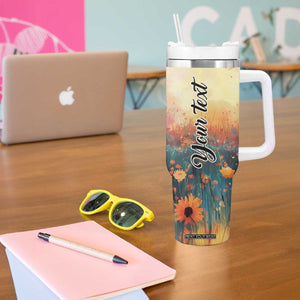 Black Women In Flower Field - Sun Set Watercolor Style Personalized Tumbler With Handle TS04 Print Your Wear