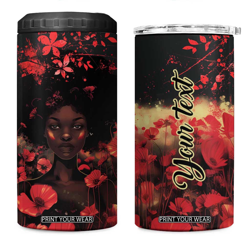 Vintage Black Woman Floral Personalized 4 in 1 Can Cooler Tumbler TS04 One Size: 16 oz Multicolor Print Your Wear