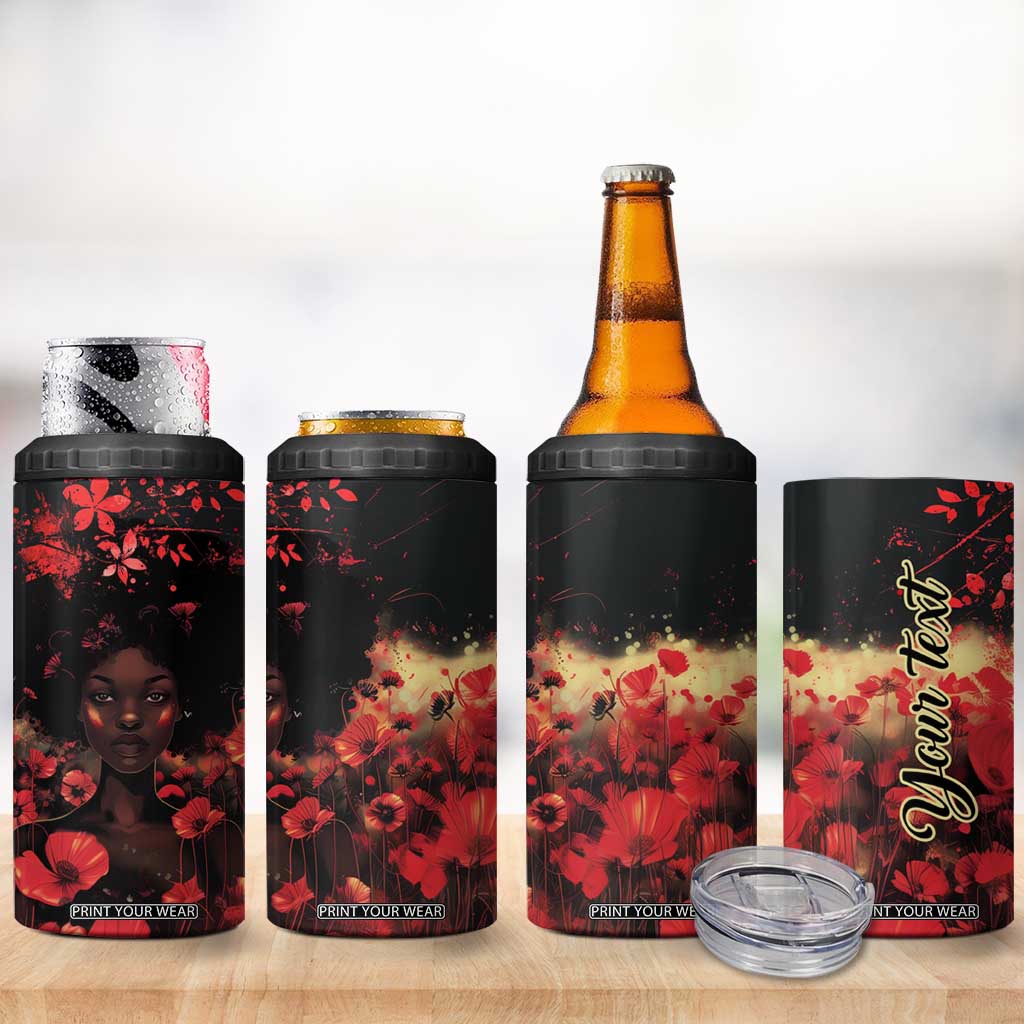 Vintage Black Woman Floral Personalized 4 in 1 Can Cooler Tumbler TS04 Print Your Wear