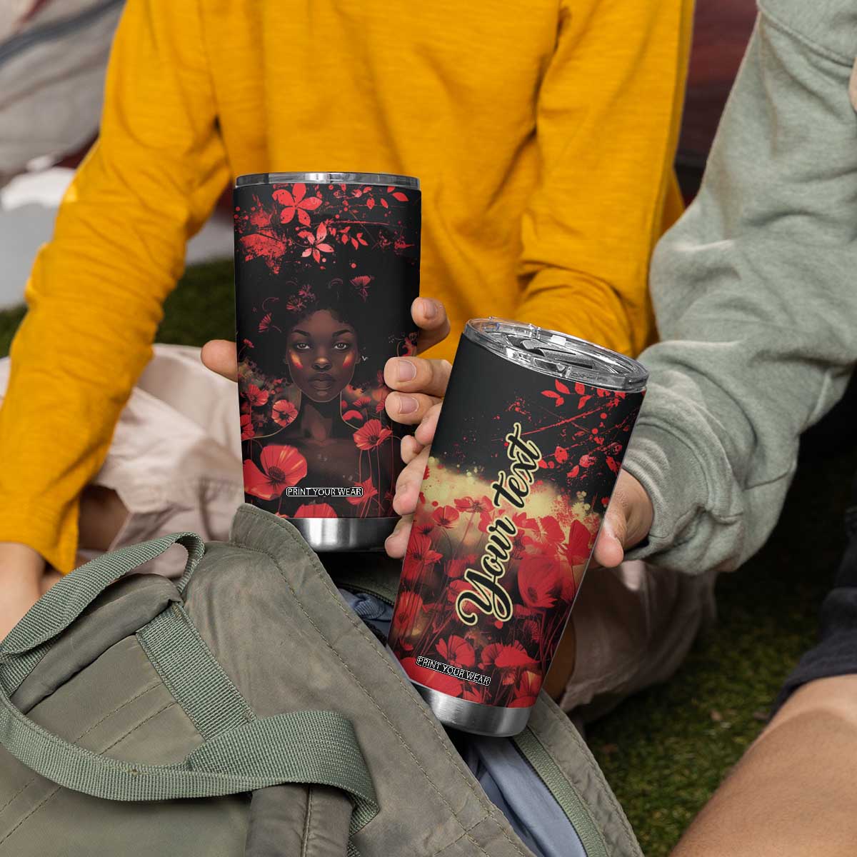 Vintage Black Woman Floral Personalized Tumbler Cup TS04 Print Your Wear