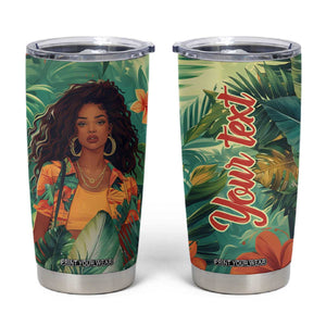 Black Woman Tropica Leaves Personalized Tumbler Cup TS04 Multicolor Print Your Wear