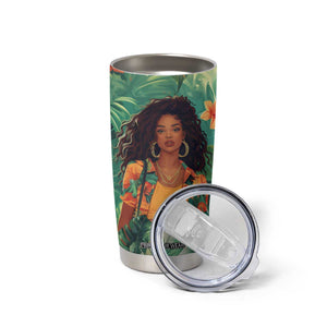 Black Woman Tropica Leaves Personalized Tumbler Cup TS04 Print Your Wear