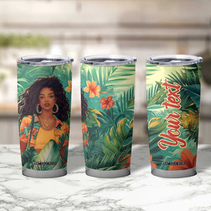 Black Woman Tropica Leaves Personalized Tumbler Cup TS04 Print Your Wear