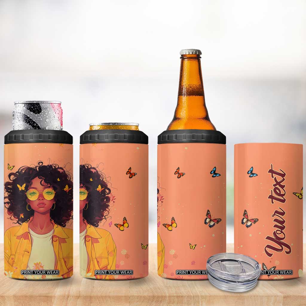 Lovely Black Woman Butterfly Personalized 4 in 1 Can Cooler Tumbler TS04 Print Your Wear