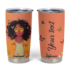 Lovely Black Woman Butterfly Personalized Tumbler Cup TS04 Orange Print Your Wear