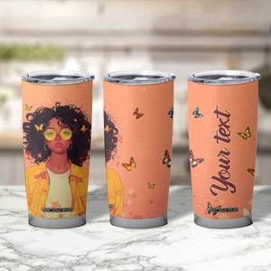 Lovely Black Woman Butterfly Personalized Tumbler Cup TS04 Print Your Wear