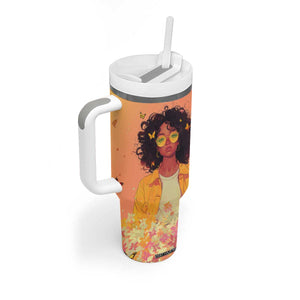 Lovely Black Woman Butterfly Personalized Tumbler With Handle TS04 Print Your Wear