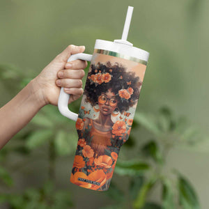 Black Woman And Flowers Field Personalized Tumbler With Handle TS04 Print Your Wear