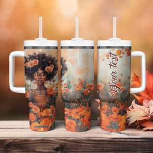 Black Woman And Flowers Field Personalized Tumbler With Handle TS04 Print Your Wear