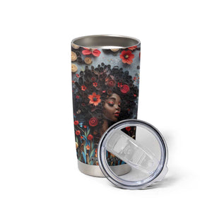 Black Woman Floral Quilling Art Tumbler Cup TS04 Print Your Wear