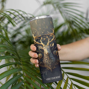 Viking Celtic Deer Golden Style Skinny Tumbler Personalized TS04 Print Your Wear