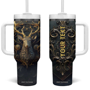 Viking Celtic Deer Golden Style Tumbler With Handle Personalized TS04 One Size: 40 oz Multicolor Print Your Wear