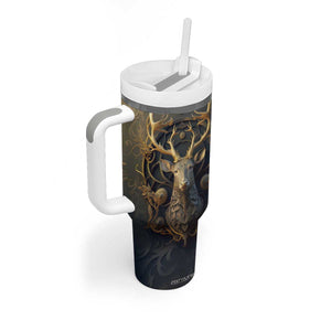 Viking Celtic Deer Golden Style Tumbler With Handle Personalized TS04 Print Your Wear