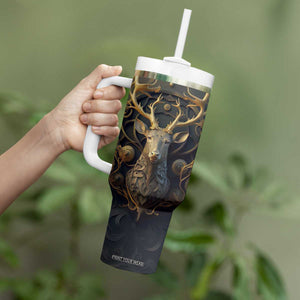 Viking Celtic Deer Golden Style Tumbler With Handle Personalized TS04 Print Your Wear