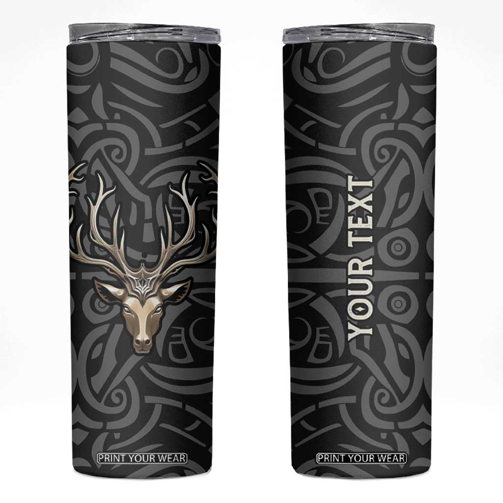 Viking Celtic Deer Metallic Style Skinny Tumbler Personalized TS04 Black Print Your Wear