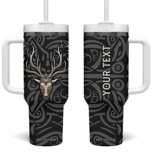 Viking Celtic Deer Metallic Style Tumbler With Handle Personalized TS04 One Size: 40 oz Black Print Your Wear