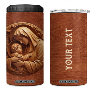 Maria Holding Jesus Wooden Carving 4 in 1 Can Cooler Tumbler Personalized TS04 One Size: 16 oz Multicolor Print Your Wear