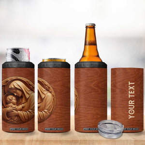 Maria Holding Jesus Wooden Carving 4 in 1 Can Cooler Tumbler Personalized TS04 Print Your Wear