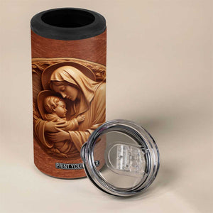 Maria Holding Jesus Wooden Carving 4 in 1 Can Cooler Tumbler Personalized TS04 Print Your Wear