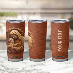 Maria Holding Jesus Wooden Carving Tumbler Cup Personalized TS04 Print Your Wear