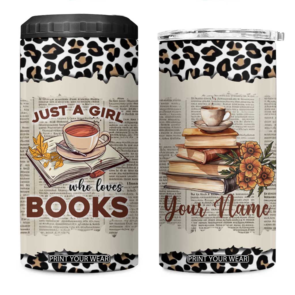 Just A Girl Who Loves Books 4 in 1 Can Cooler Tumbler Personalized TS04 One Size: 16 oz Multicolor Print Your Wear