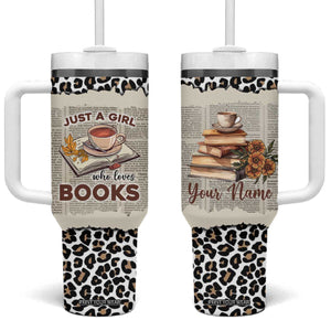 Just A Girl Who Loves Books Tumbler With Handle Personalized TS04 One Size: 40 oz Multicolor Print Your Wear