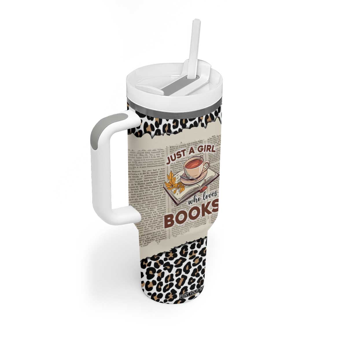 Just A Girl Who Loves Books Tumbler With Handle Personalized TS04 Print Your Wear