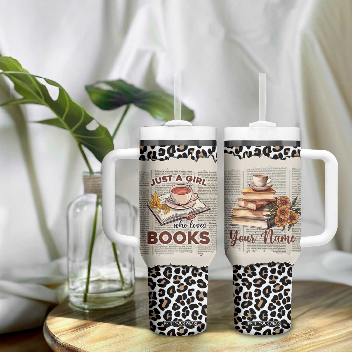 Just A Girl Who Loves Books Tumbler With Handle Personalized TS04 Print Your Wear