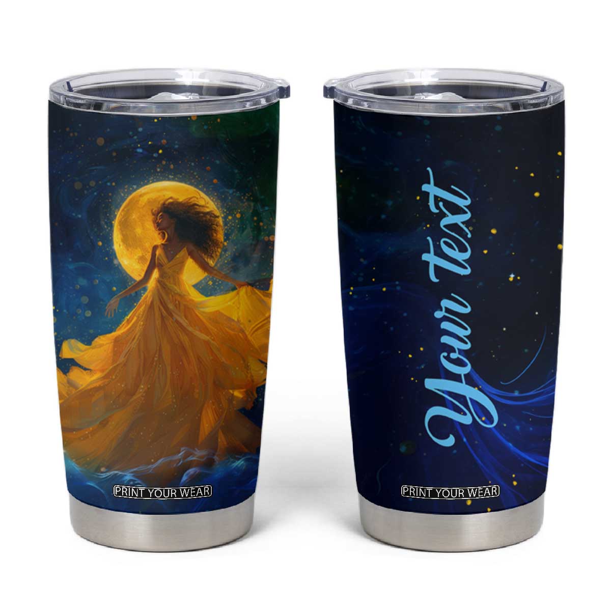 Black Woman Dancing In Starry Night Tumbler Cup TS04 Blue Print Your Wear