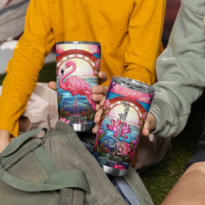 Flamingo Mosaic Tropical Garden Tumbler Cup Personalized TS04 Print Your Wear