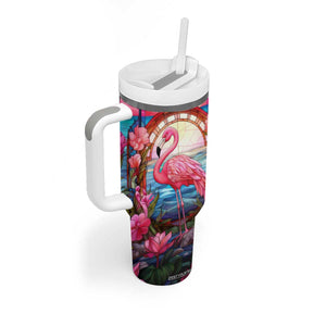Flamingo Mosaic Tropical Garden Tumbler With Handle Personalized TS04 Print Your Wear