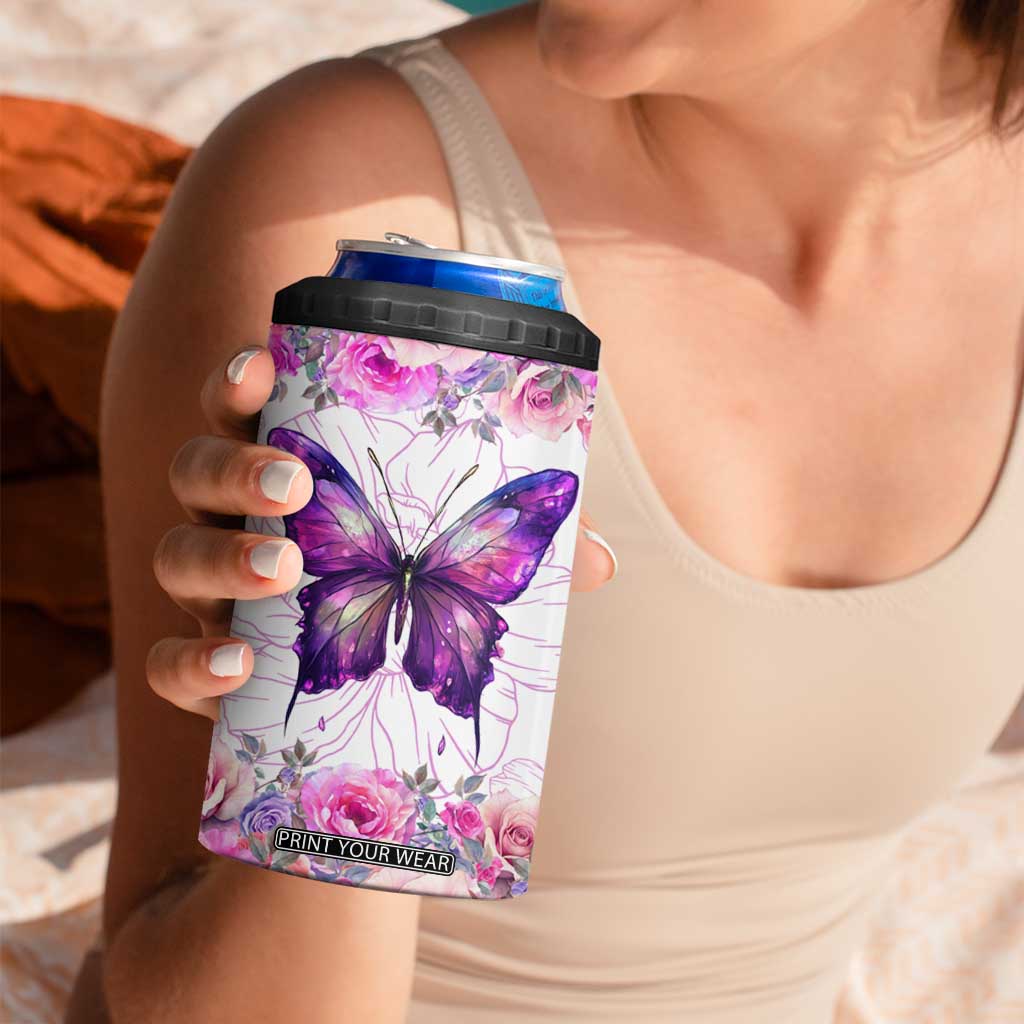 Butterfly Flowers 4 in 1 Can Cooler Tumbler Personalized TS04 Print Your Wear