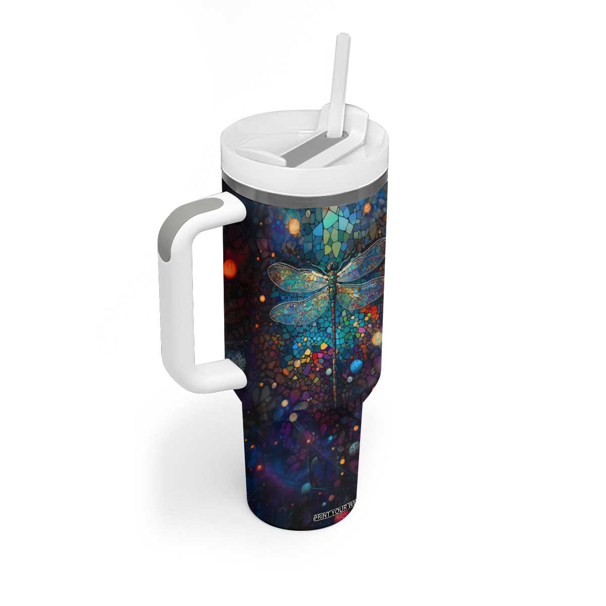Dragonfly Colorful Tumbler With Handle Personalized TS04 Print Your Wear