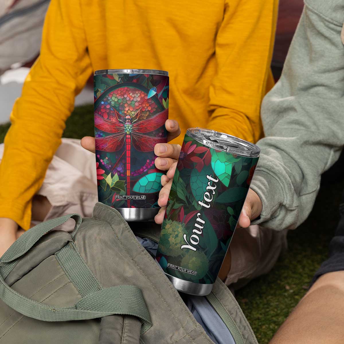 Dragonfly Ruby Mosaic Tumbler Cup Personalized TS04 Print Your Wear