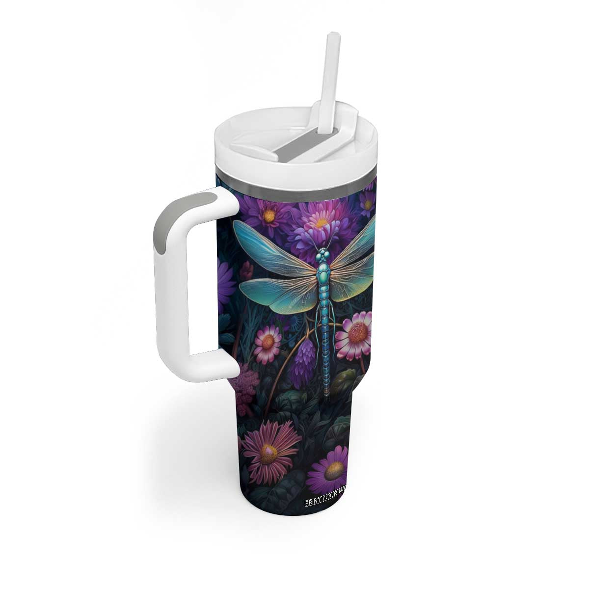 Dragonfly Lapis Lazuli Crystal Mosaic Tumbler With Handle Personalized TS04 Print Your Wear