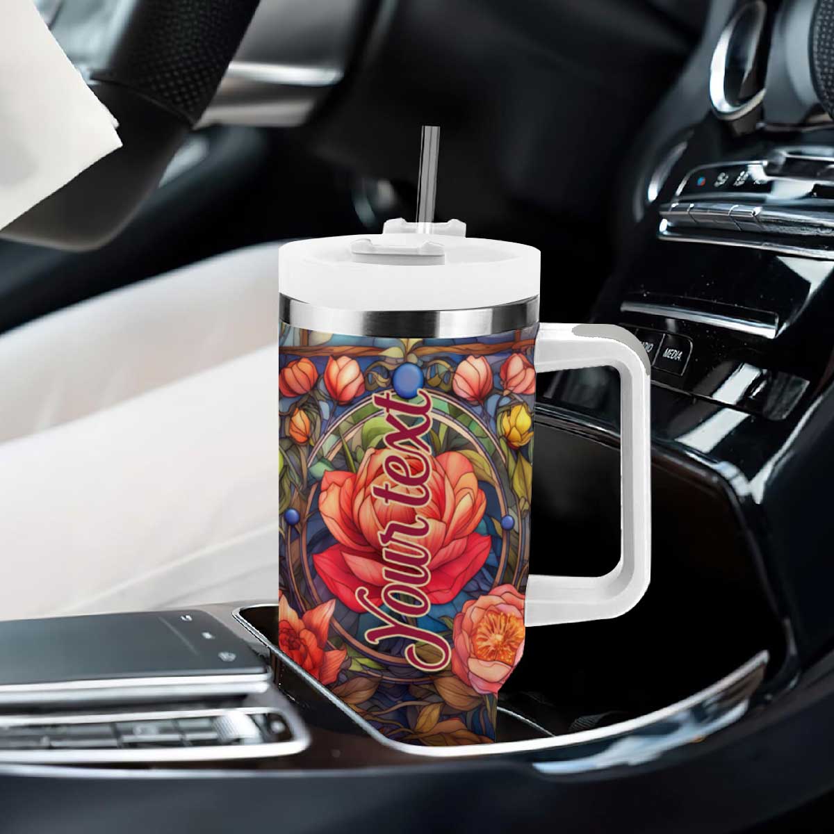 Dragonfly Hyacinth Crystal Mosaic Tumbler With Handle Personalized TS04 Print Your Wear