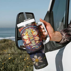 Dragonfly Golden Topaz Crystal Mosaic Tumbler With Handle Personalized TS04 Print Your Wear