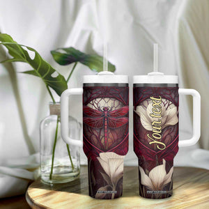 Dragonfly Garnet Crystal Mosaic Tumbler With Handle Personalized TS04 Print Your Wear