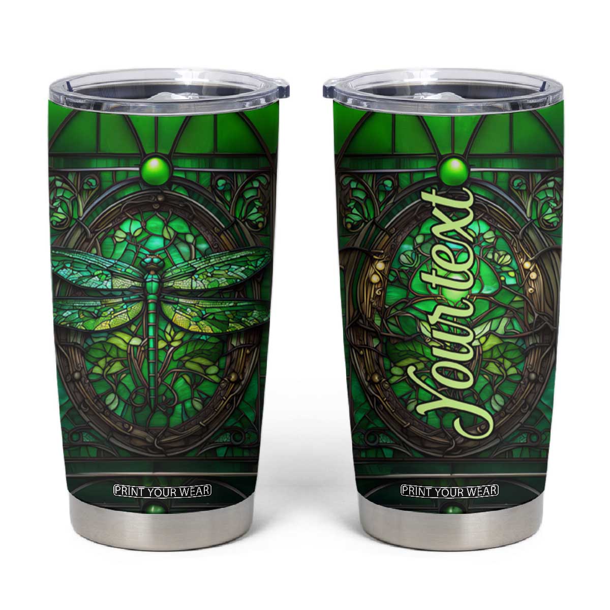 Dragonfly Emerald Crystal Mosaic Tumbler Cup Personalized TS04 Multicolor Print Your Wear