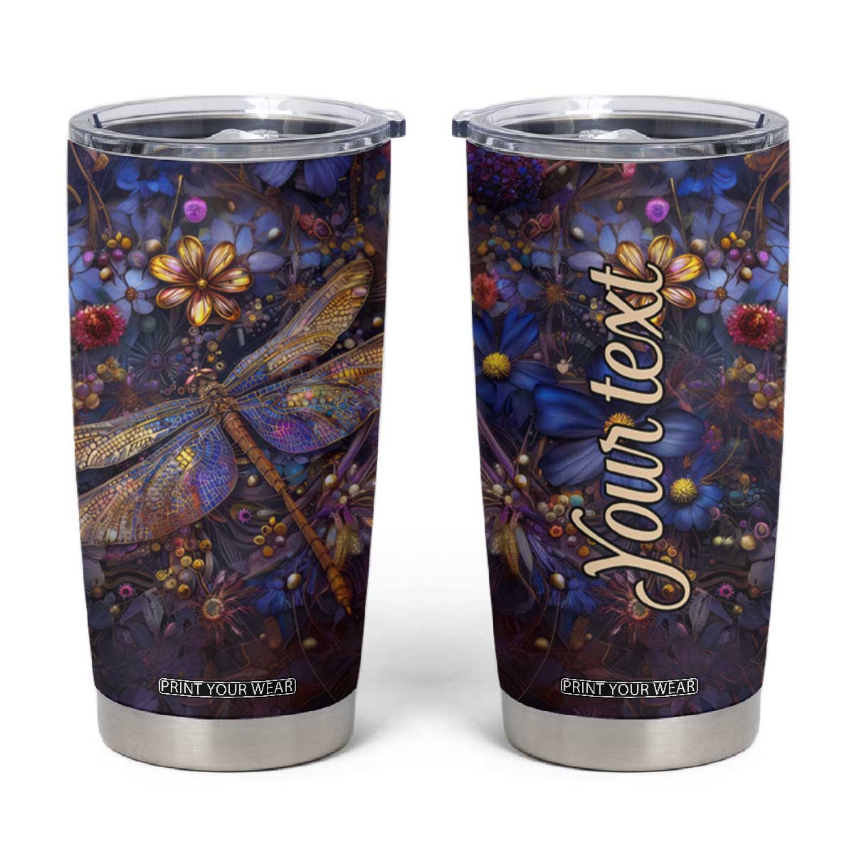 Dragonfly Crystal Tumbler Cup Personalized TS04 Multicolor Print Your Wear