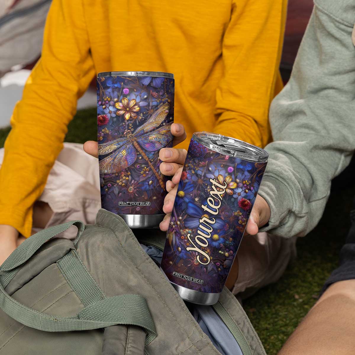 Dragonfly Crystal Tumbler Cup Personalized TS04 Print Your Wear
