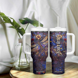 Dragonfly Crystal Tumbler With Handle Personalized TS04 Print Your Wear