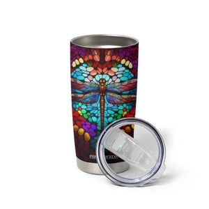 Dragonfly Colorful Crystal Mosaic Tumbler Cup Personalized TS04 Print Your Wear