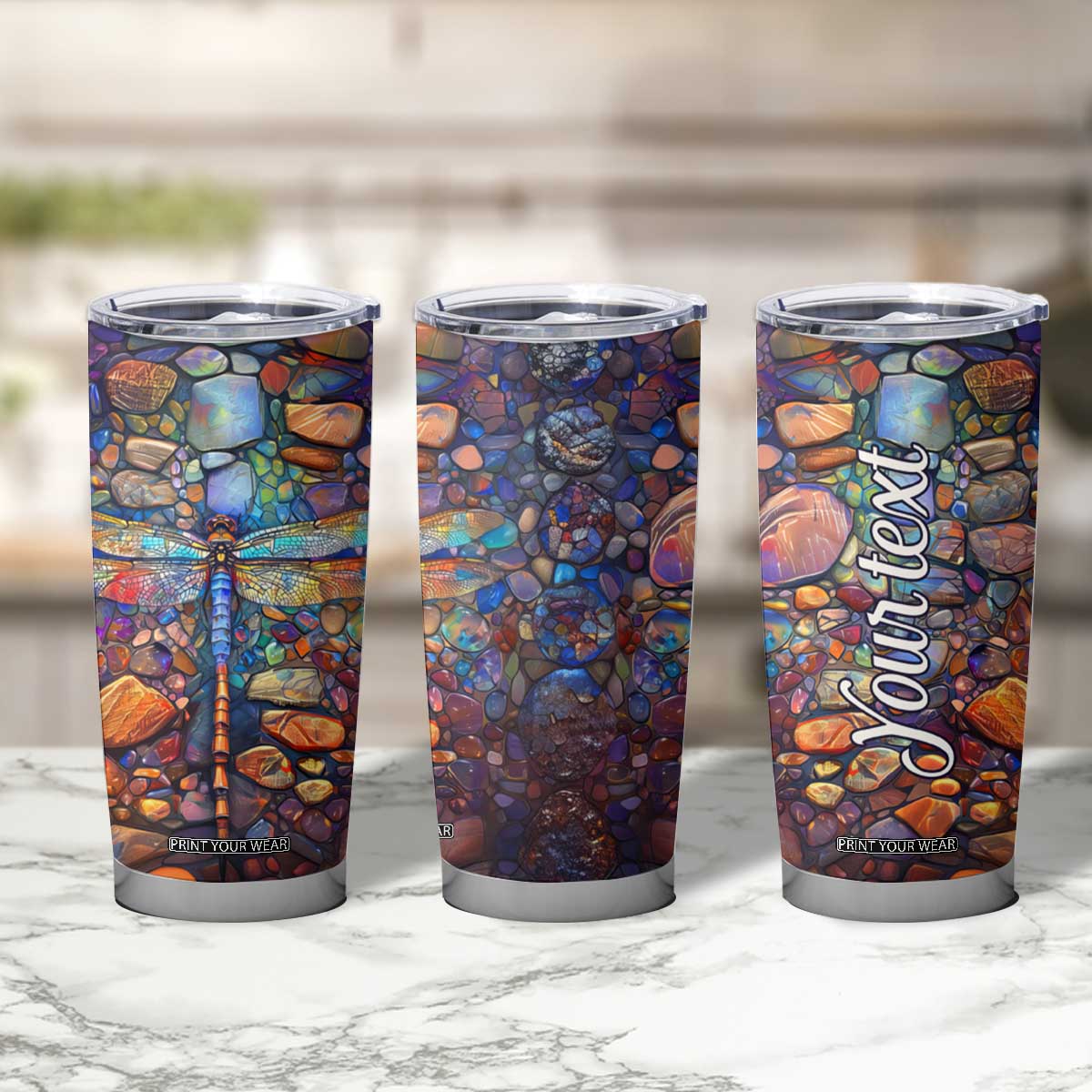 Dragonfly Abstract Art Tumbler Cup Personalized TS04 Print Your Wear
