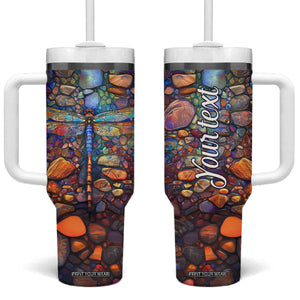 Dragonfly Abstract Art Tumbler With Handle Personalized TS04 One Size: 40 oz Multicolor Print Your Wear