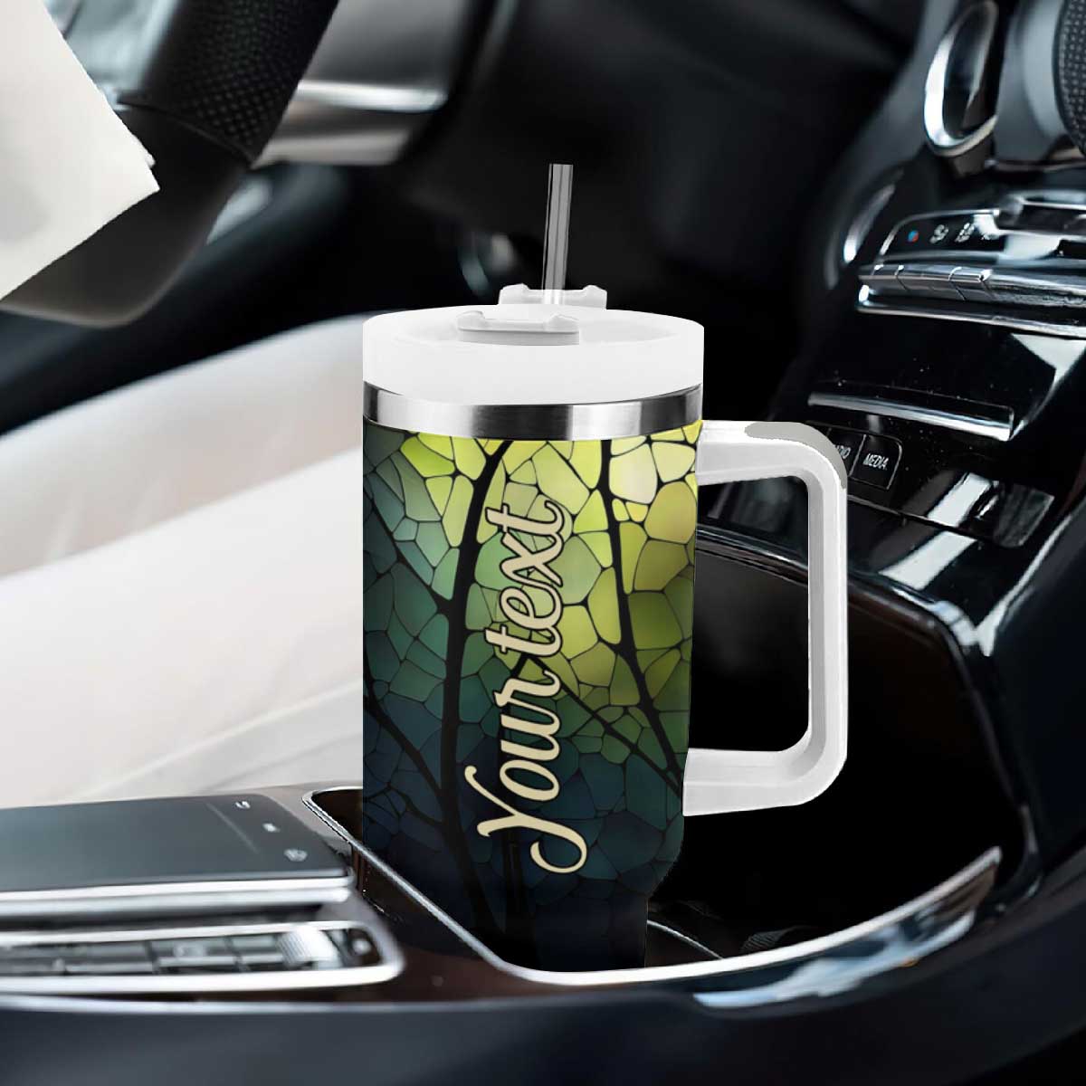 Dragonfly Citrine Crystal Mosaic Tumbler With Handle Personalized TS04 Print Your Wear