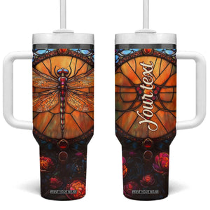Dragonfly Carnelian Crystal Mosaic Tumbler With Handle Personalized TS04 One Size: 40 oz Multicolor Print Your Wear