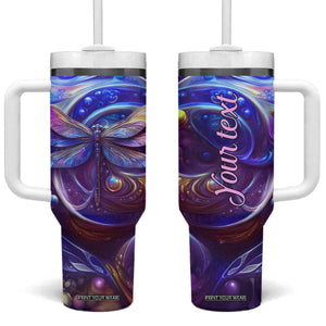 Dragonfly Amethyst Crystal Mosaic Tumbler With Handle Personalized TS04 One Size: 40 oz Multicolor Print Your Wear