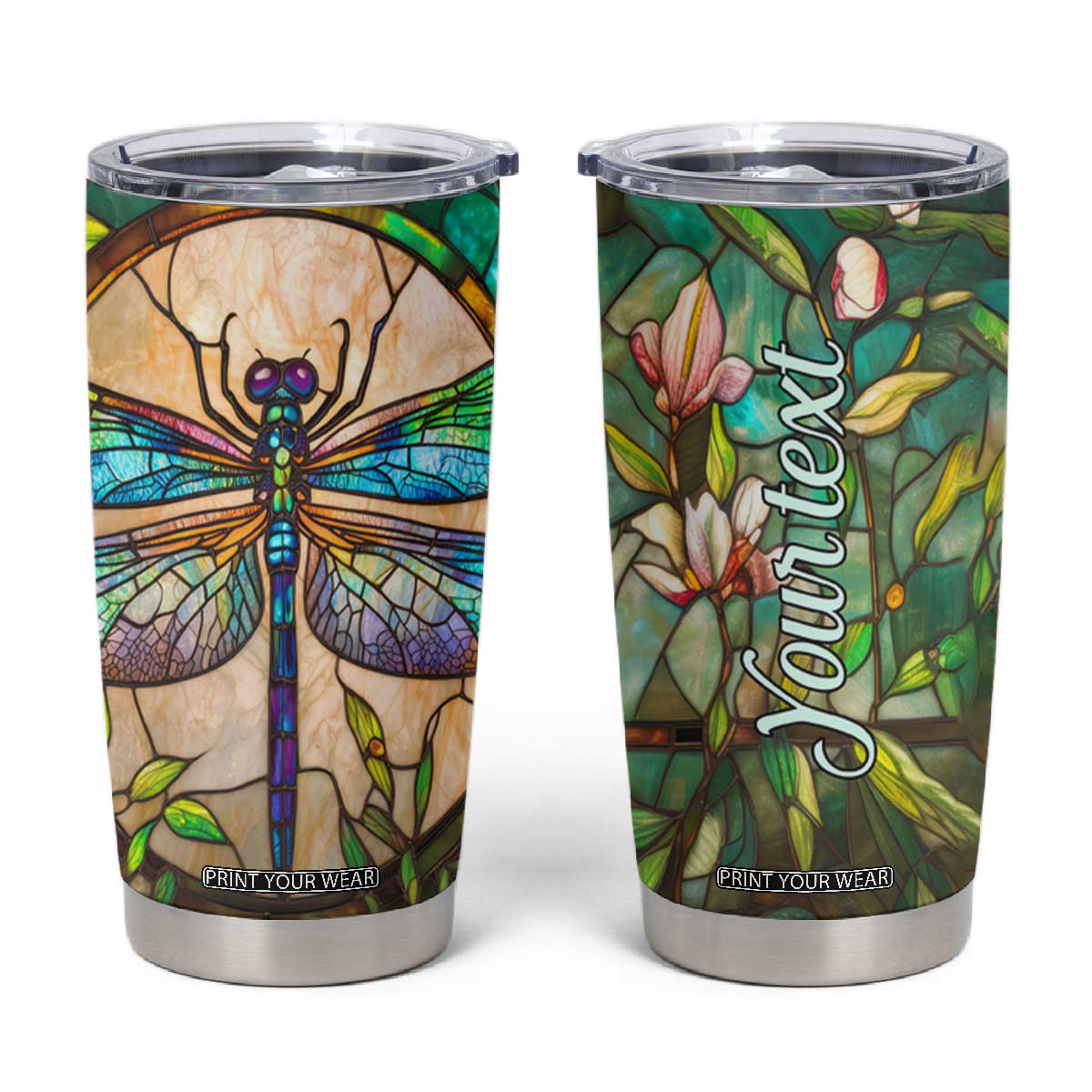 Colorful Dragonfly Crystal Mosaic Tumbler Cup Personalized TS04 Multicolor Print Your Wear