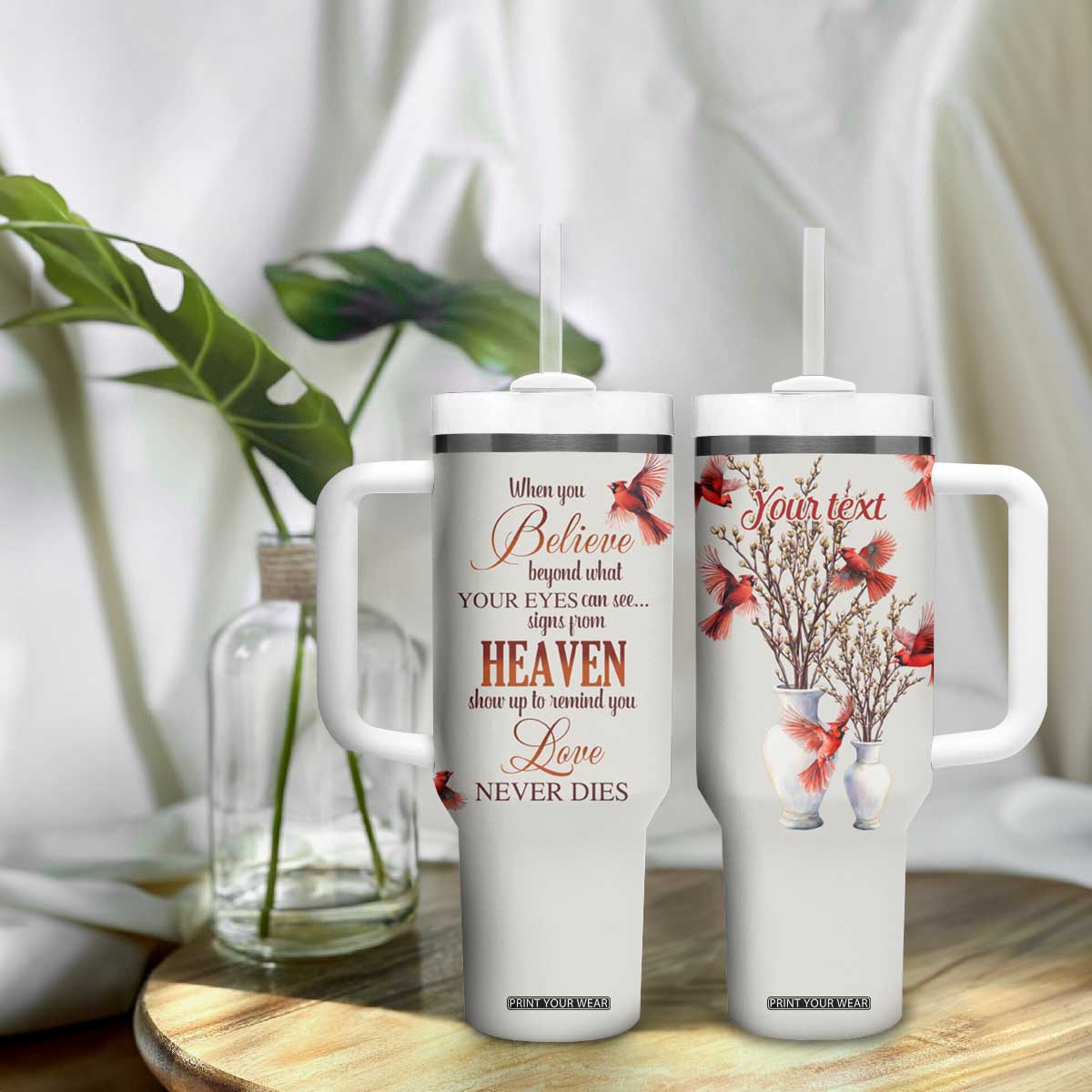 Cardinal Bird In Heaven Tumbler With Handle Personalized TS04 Print Your Wear